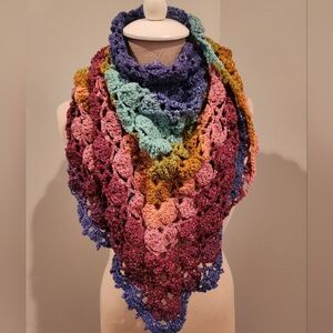 Crochet Sparkle Cactus Flower Shawl